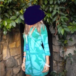 Tropical blue mini dress